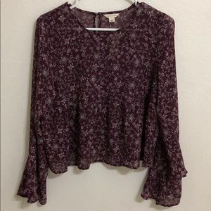 Aeropostale | Purple Floral Blouse Bell SleevesNWT